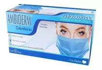 Ambiderm Cubrebocas Tricapa Plisado Caja C/50pzs Para Adulto Color Azul