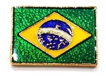 Kit 5 Pins Bótons Bandeira Do Brasil 23mm Folheados A Ouro
