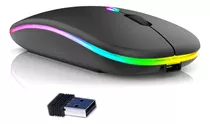 Mouse Sem Fio Recarregável Wireles Optico Rgb Ergonômico