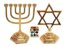 Candelabro Menorah + Estrela De Davi + Bottom 12 Tribos