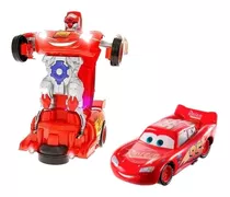 Carrinho Relâmpago Mcqueen Carros Transforma Robô Luz Som Cor Vermelho