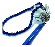 Pulsera Japa Mala 45c - Flor De La Vida - Cristal Azul