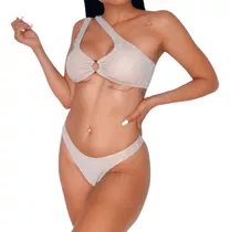 Malla Traje De Baño Conjunto Brillos Dama Top Cruzado Bikini