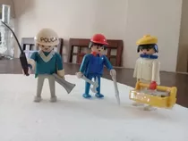 Muñecos Playmobil: 1 Policía, 2 Trabajadores De Construcción