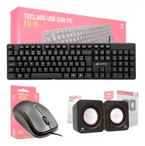 Teclado + Mouse + Caixa De Som Original C3tech Kit Completo