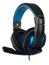 Headset Pro Gamer Stereo Hoopson Ga-2 Led Usb Cor Preto E Azul
