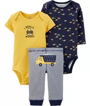 Carters Original Set 3 Piezas Bodys Y Pantalón Construcción