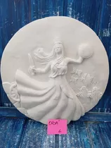 Mandala Orixá Obá  Gesso Cru Em Branco