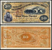 Billete 10 Pesos Fuertes Buenos Aires 1869 - Copia 517