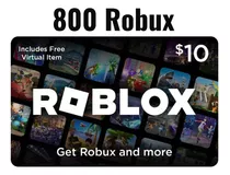 Tarjeta Roblox $10 (800rb)gift Card Gratis Regalo (digital)