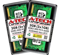 A-tech Memoria Ram 2 X 1gb Ddr2 800mhz (pc2-6400) 1.8v Cl6