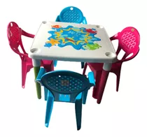 Juego De Mesa Infantil Con 4 Sillas De Colores Para Niños Ar