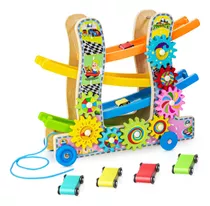 Juego Montessori Estimulacion Circuito Carritos Madera