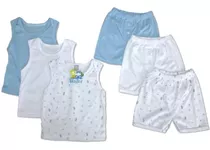 Conjunto Para Bebés 3 Esqueletos Y 3 Short Niña Niño Algodón