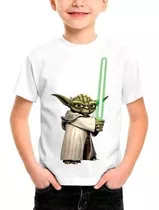 Camiseta Infantil Mestre Yoda Star Wars Sabre De Luz #70