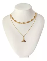 Choker De Búzios Concha + Colar Calda De Sereia Ouro 18k