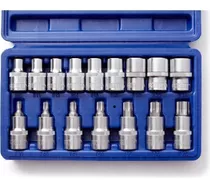 Juego De 16 Tubos Torx Hembra Macho Encastre 1/2 Bremen 4577