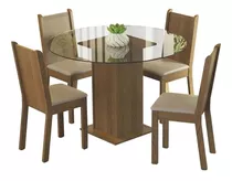 Juego De Comedor Debora Mesa Vidrio Con 4 Sillas - Balton