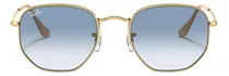 Anteojos De Sol Ray-ban I-shape Hexagonal Standard Con Marco De Metal Color Polished Gold, Lente Light Blue De Cristal Degradada, Varilla Polished Gold De Metal - Rb3548