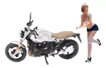 1:64 Figuras Resina Chica Y Motocicleta Diseño Ferroviario