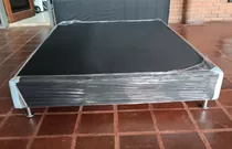 Box Spring Individual En Semicuero Con Patas De Metal.