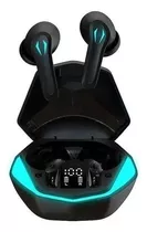 Fone De Ouvido Tws Bluetooth Sem Fio Led Gamer Para iPhone Cor Preto Luz Azul