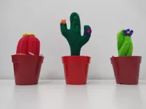 Cactus De Pañolenci. Con Maceta Para Decoración. Souvenirs.