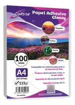 Papel Fotográfico Adhesivo 115 Gr A4 Cursor Pack De 100