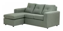 Sofá Modular Muebles América Emilia Seccional Color Verde Agua De Lino Y Patas De Plástico