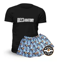 Pijama De Verano Grey's Anatomy Remera Negra - Store Mykonos