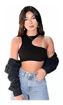 Crop Top Mujer Un Solo Hombro Moda Top Corto Dama Moda Sexy