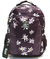 Mochila Juvenil Feminina Seanite Yins Floral Costas G Roxa