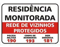 Kit 4 Placa Residência Monitorada Rede De Vizinhos Protegido