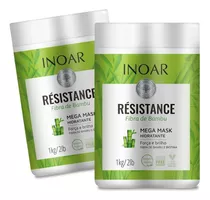 02 Máscara Inoar Resistance Fibra De Bambu Hidratante 1000g