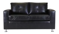 Sofa Facundo 2 Cuerpos Pu Negro Pata Metal / Muebles América