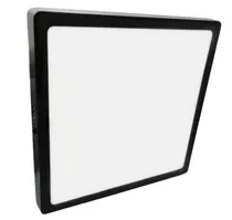 Panel Plafon Led 24w Cuadrado Aplicar Negro Macroled 6000k