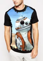 Camiseta Masculina Unissex Preta Star Wars Robô Sphero Bb-8 