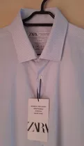 Camisa Zara Celeste - Nueva - Talla Medium Slim Fit