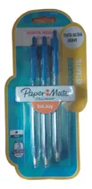 Boligrafo Paper Mate Kilometrico 100rt X3 Color Retractil Color De La Tinta Azul Color Del Exterior Cristal