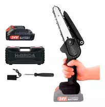 Mini Motosierra Inalámbrica Batería Recargable Cadena Mader Color Negro 24v