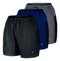 Kit 3 Bermudas Plus Size Masculinas Dry Fit Academia Shorts 