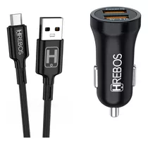 Kit Carregador Veicular 2 Saídas Usb 12v Turbo + Cabo Tipo C