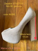 Zapatos Stilletos De Gamuza Nude Nro 38 2 Usos 