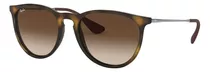 Anteojos De Sol Ray-ban Erika Classic Standard Con Marco De Nailon Color Matte Tortoise, Lente Brown De Policarbonato Degradada, Varilla Gunmetal De Metal - Rb4171