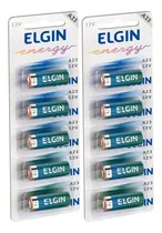 10 Pilhas Baterias Elgin 23a 12v A23 Alcalina 2 Cartelas