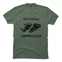 Remera Islas Malvinas Argentinas 1982 Verde Militar - D1