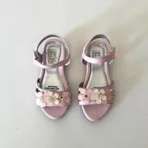 Zapatos Sandalias Importadas Nenas Rosa Charol Flores T.25