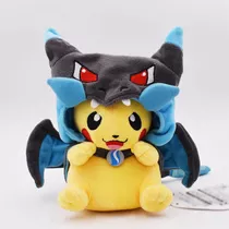 Pelúcia Pokemon Pikachu Mega Charizard X - Cosplay 20cm