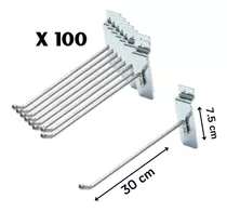 Pack 100 Ganchos Ganchera Panel Rack Ranurado 30cm Venzhop