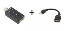 Kit Placa De Audio Adaptador Usb 7.1 + Cabo Otg Micro Usb